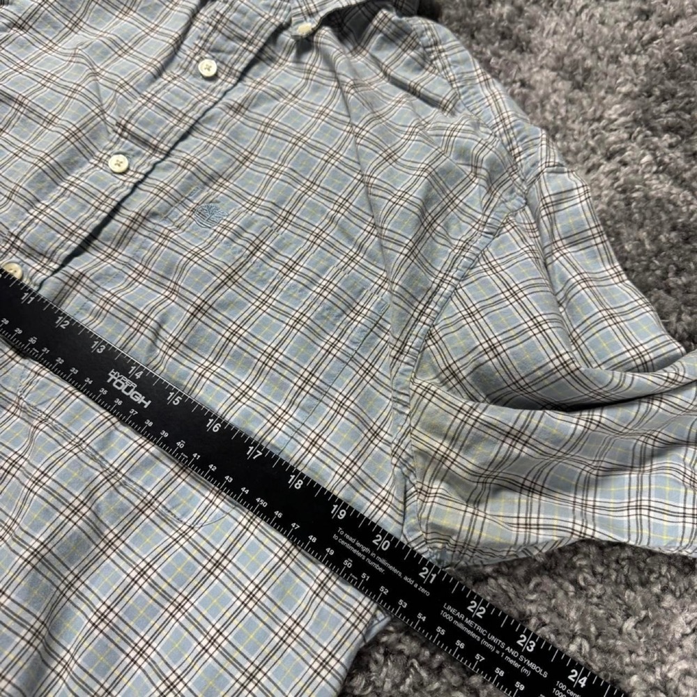 Timberland Blue and Yellow Plaid Button Up Shirt, Size Medium - Picture 6 of 6